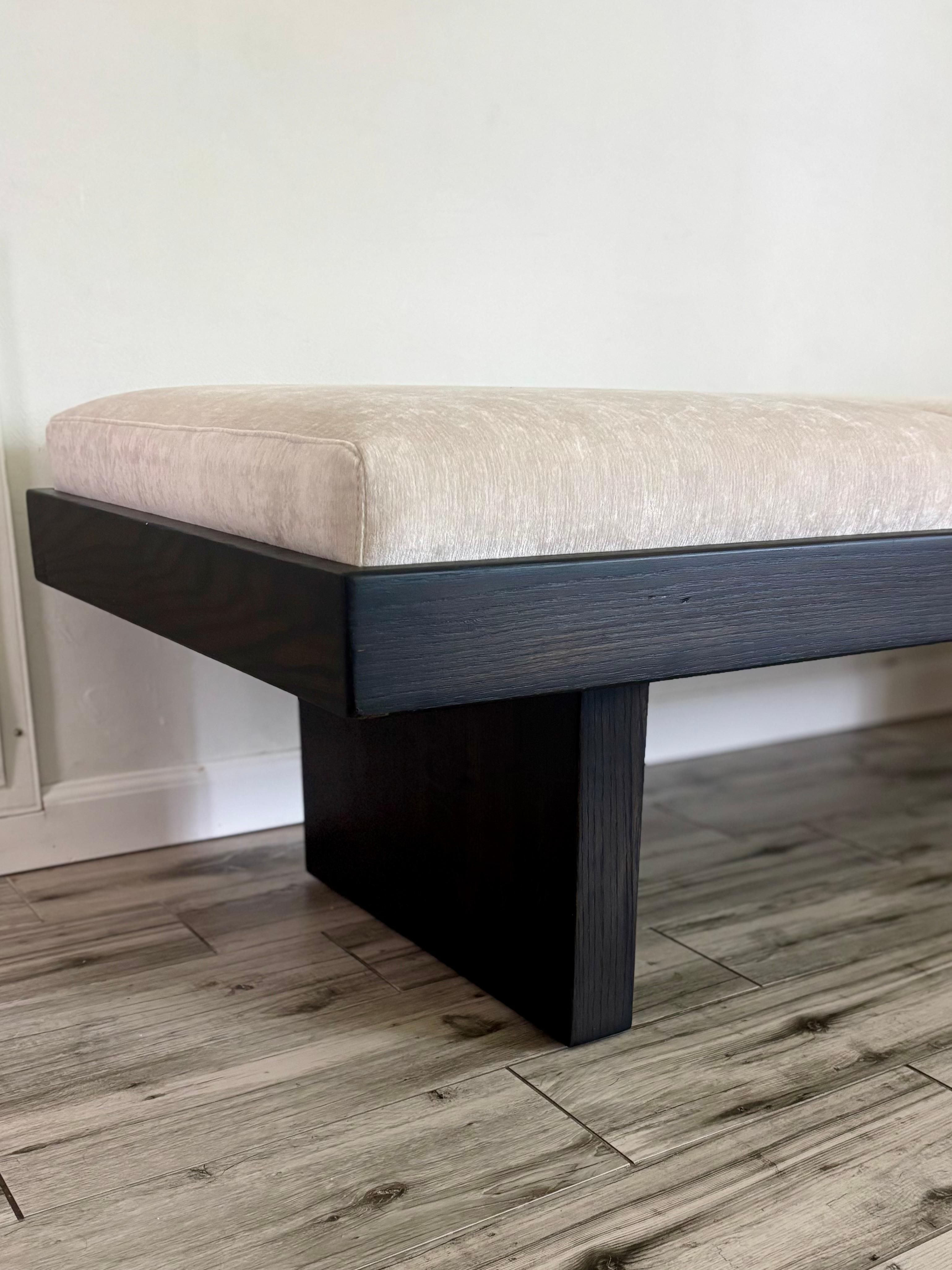 Upholstery Harvey Probber “Series 70” Solid Oak Bench, Circa 1940s For Sale
