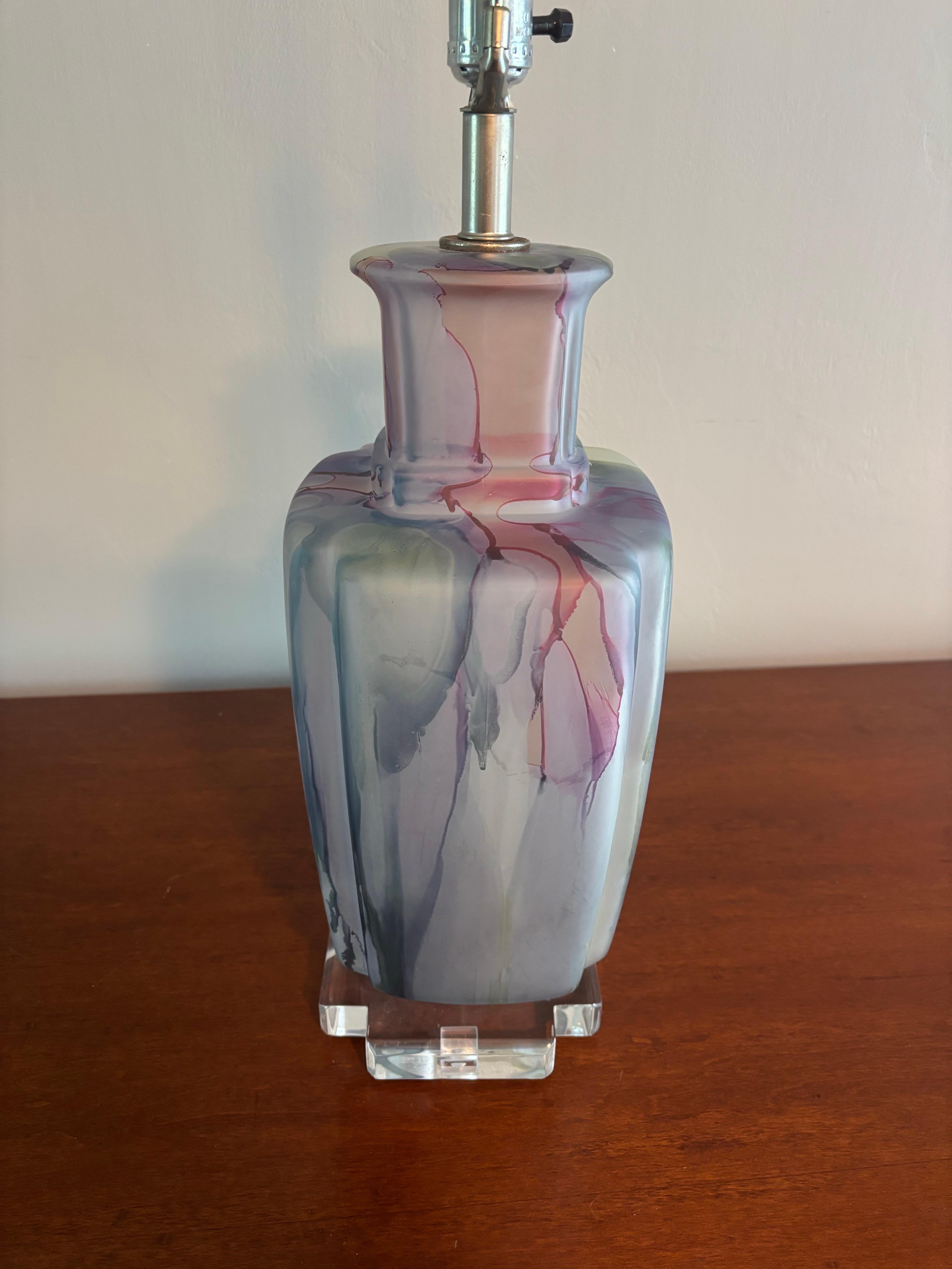 20th Century Mid Century Modern Bauer “Clearlite” Multicolor Glass Table Lamp, circa 1960 For Sale