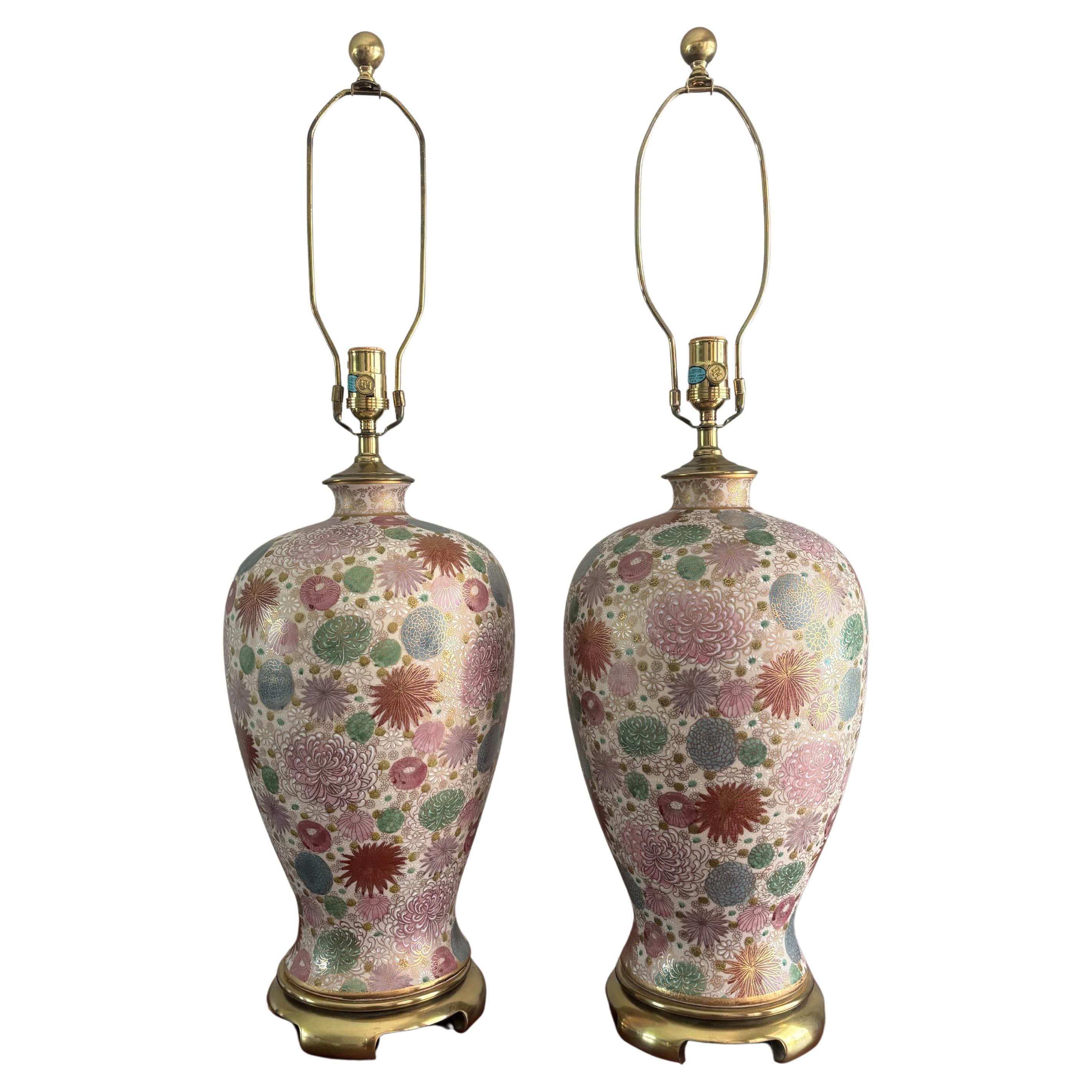 Paire de lampes de table cloisonnées françaises vintage Paul Hanson en vente