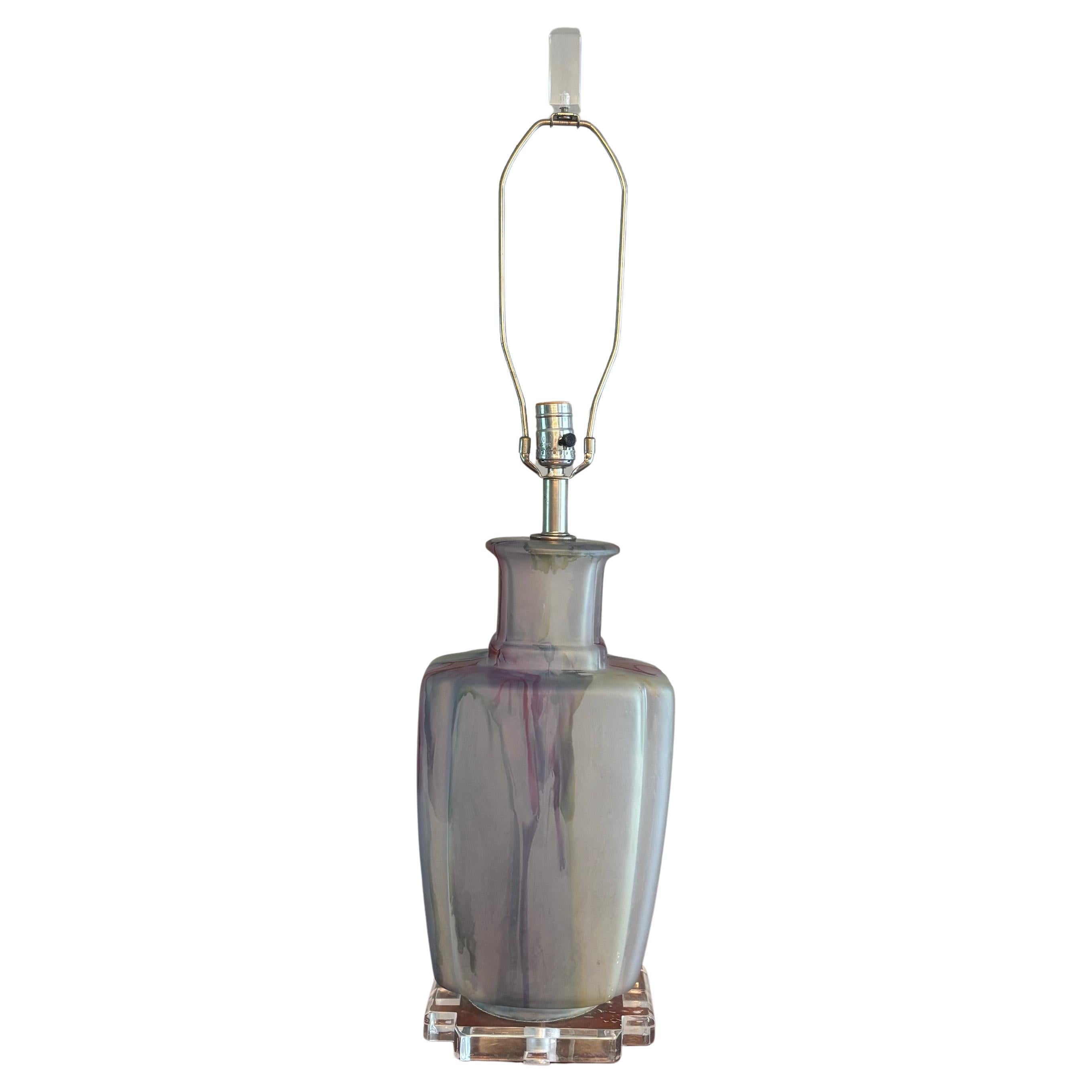 Mid Century Modern Bauer “Clearlite” Multicolor Glass Table Lamp, circa 1960 For Sale