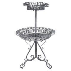 Supporto da giardino in metallo stile Hollywood Regency, colore grigio francese