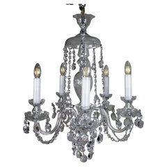 Fine Quality Dressed Crystal Vintage French 5 Arm Chandelier