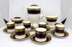 Fine Royal Worcester Malvern Blue Porcelain Coffee Service