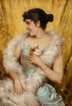 Ritratto di una giovane bellezza Olio su tela di A.J. S. Bari c.1900