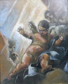 Feines italienisches Öl auf Leinwand in geschnitztem Giltwood-Rahmen