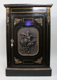 Antique French Napoleon III Ebonised Pier Cabinet with c.1860