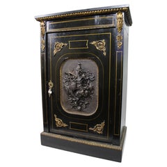 Antique French Napoleon III Ebonised Pier Cabinet with c.1860