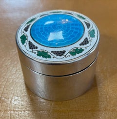 Edwardian Silver Guilloché Enamel Box Birmingham 1909