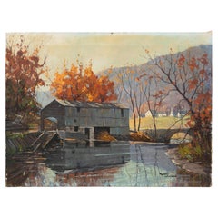 Oil Painting by Robert Shaw Wesson 'Vermont/Massachusetts, 1902-1967'