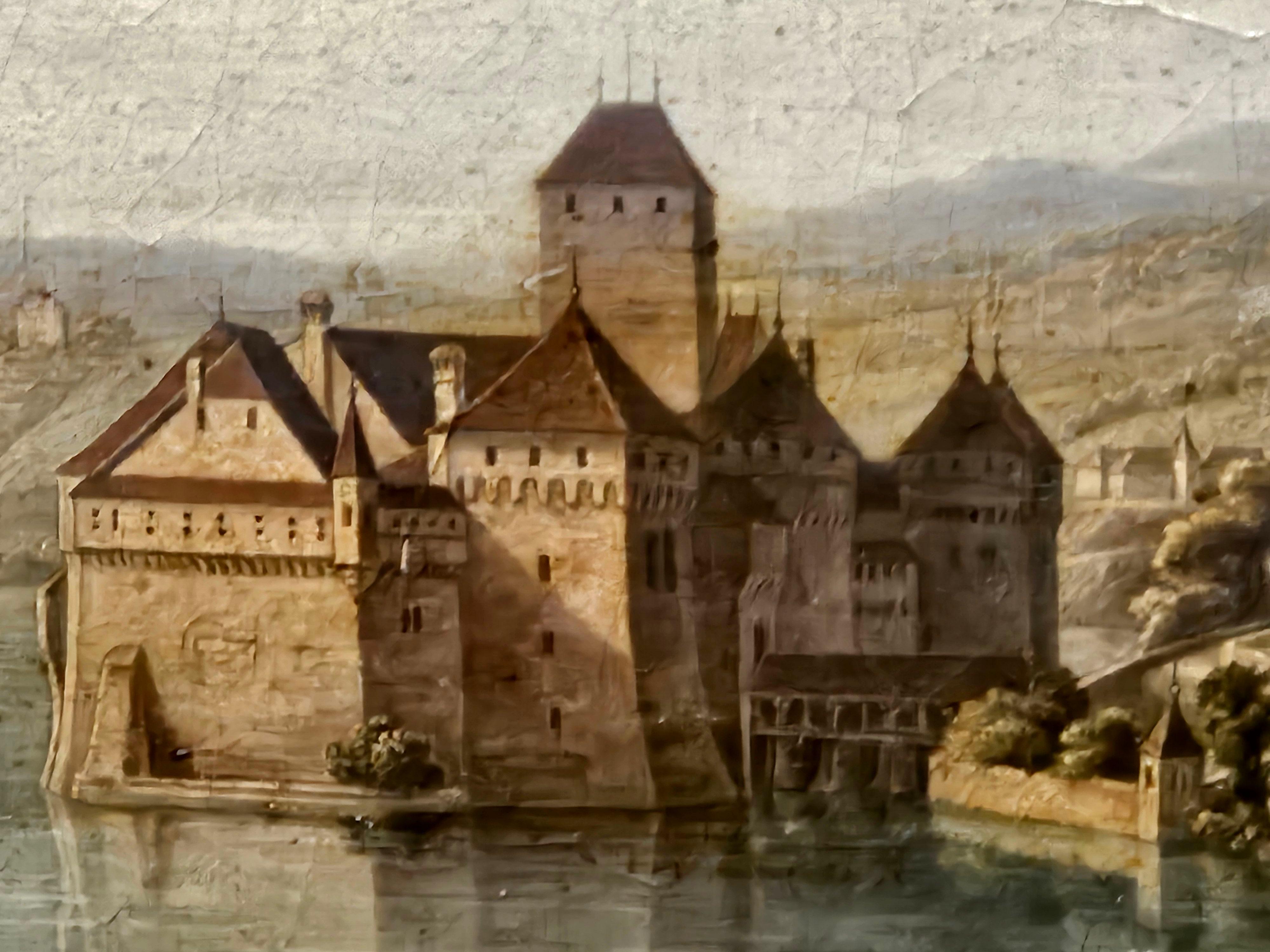 XIXe siècle Ancienne peinture à l'huile de la Continental School, 