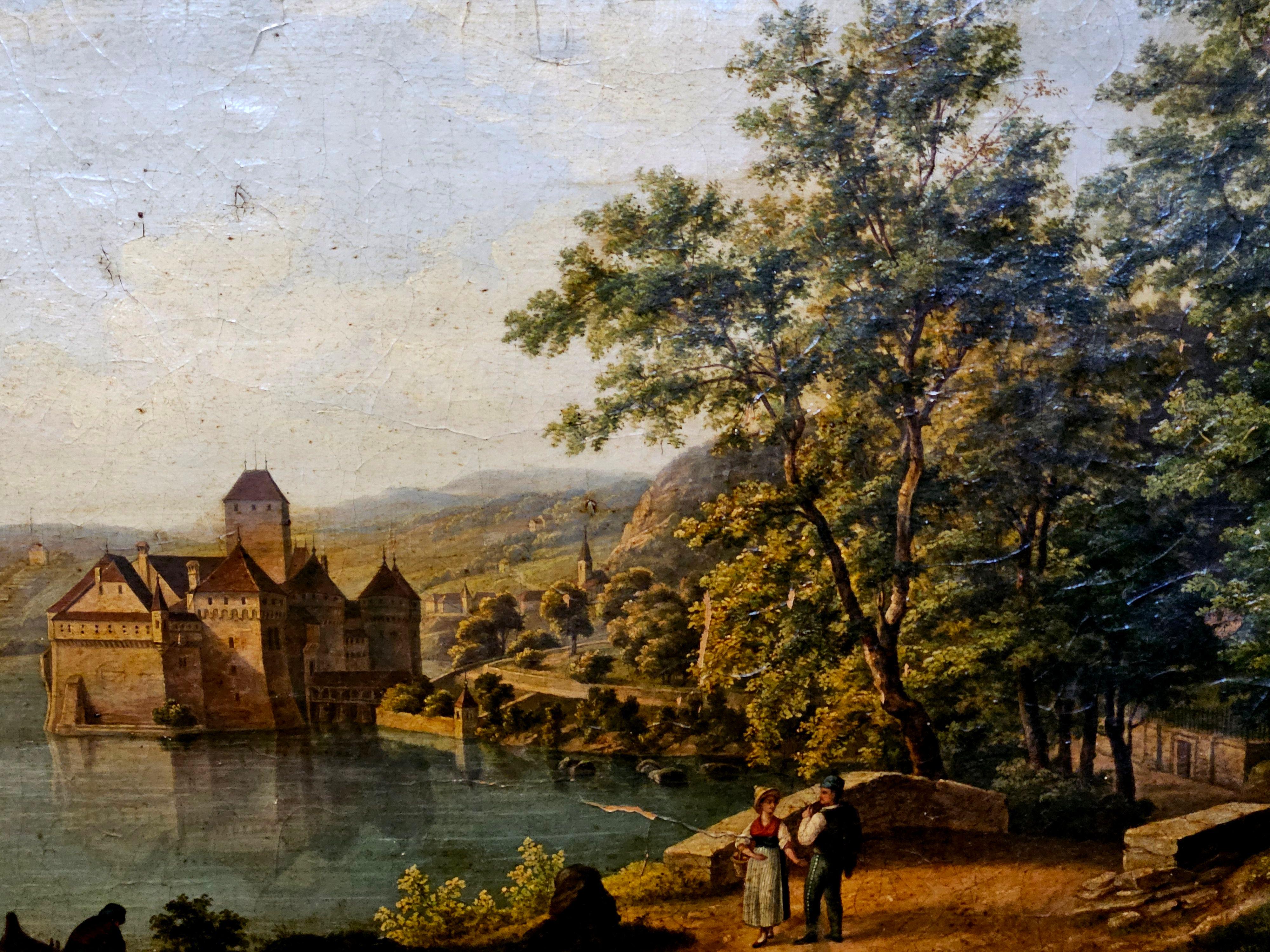 Ancienne peinture à l'huile de la Continental School, 