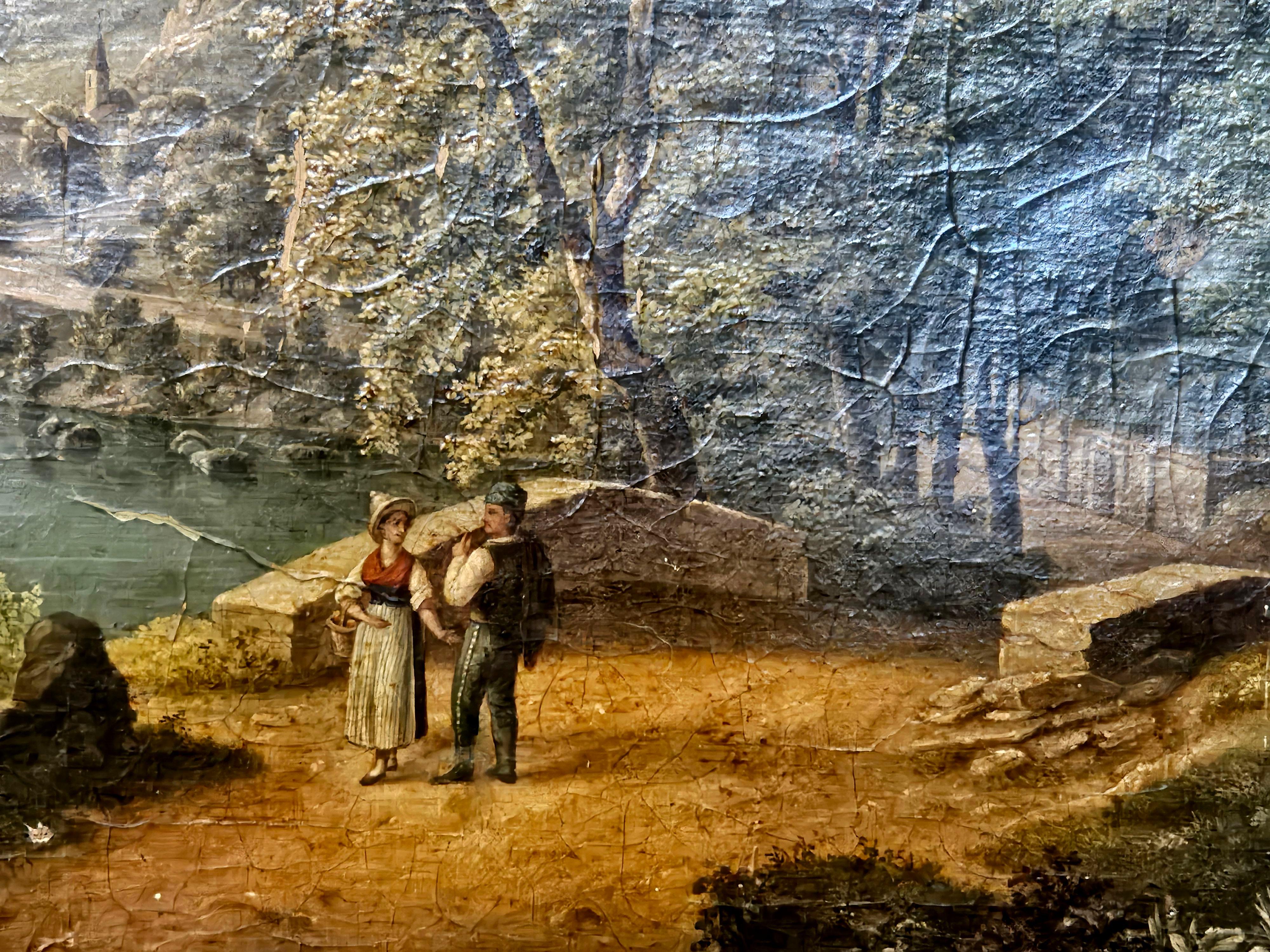 Ancienne peinture à l'huile de la Continental School, 