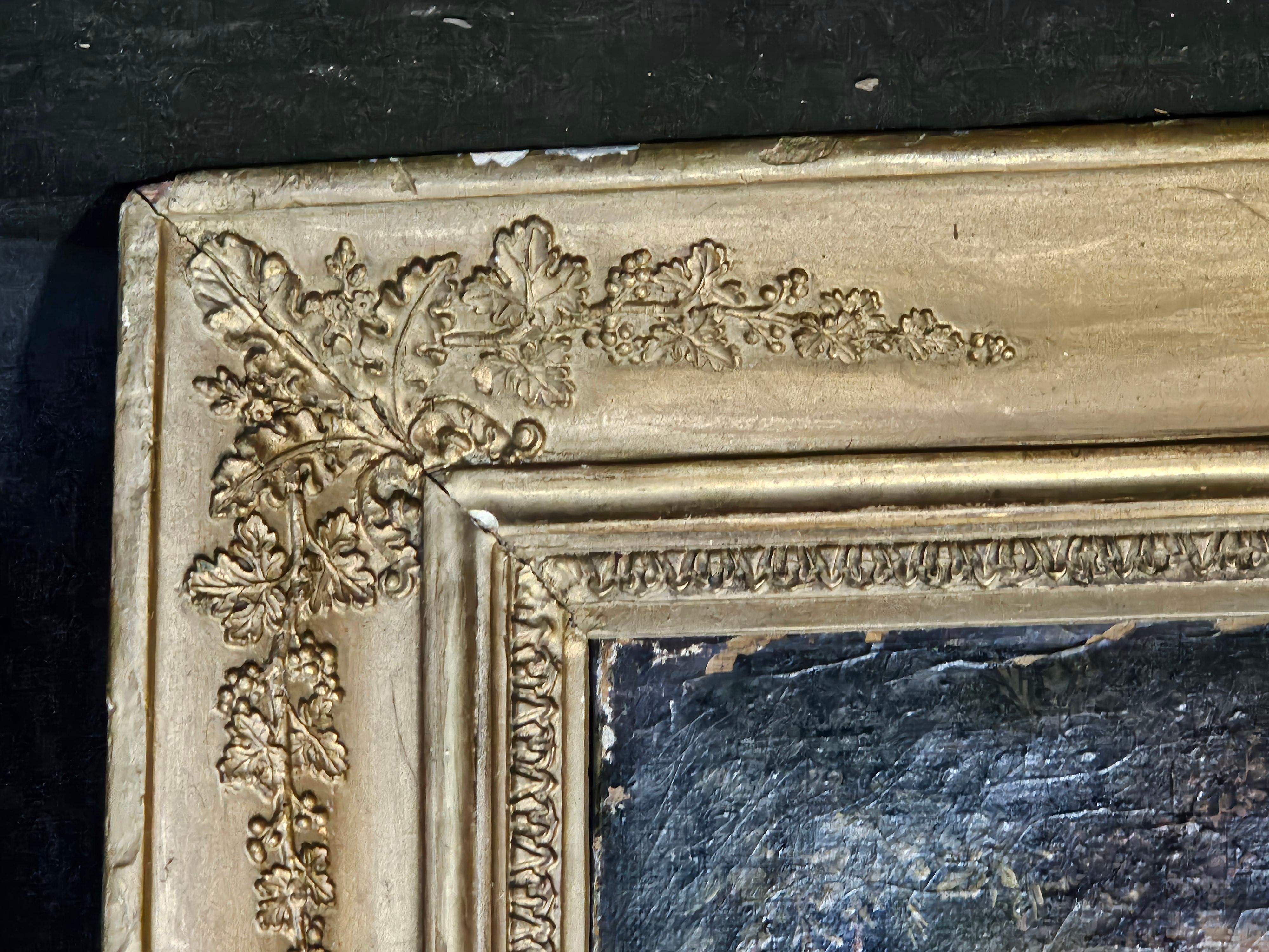 Ancienne peinture à l'huile de la Continental School, 