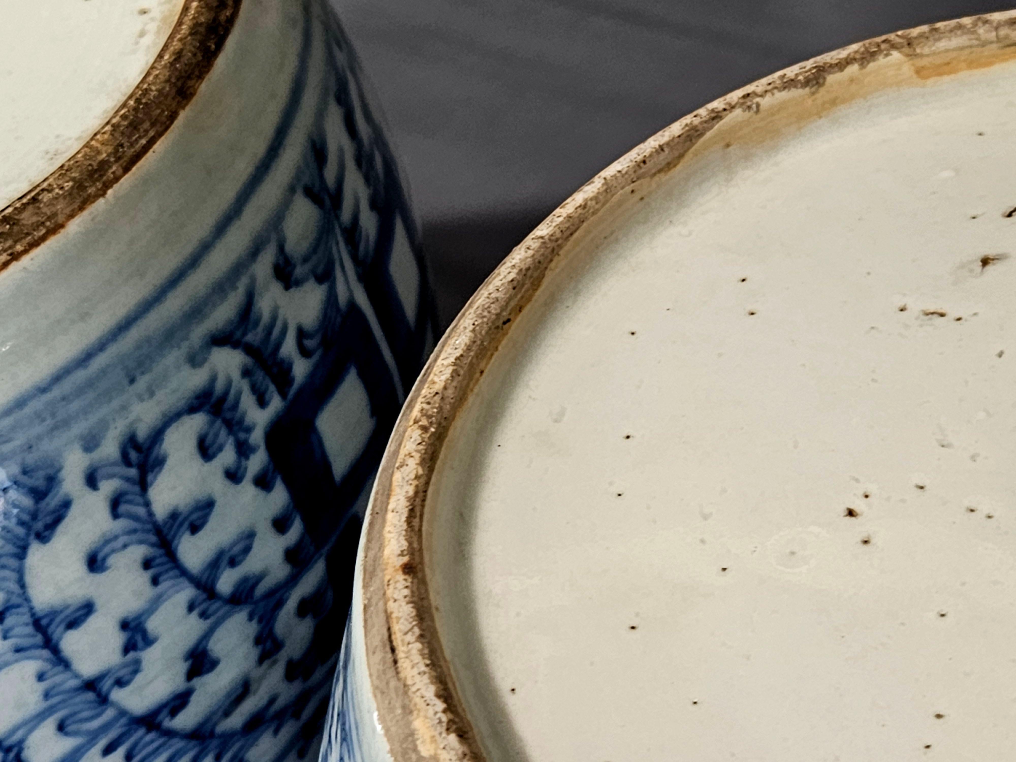 Paire de pots à gingembre anciens en porcelaine chinoise bleue et blanche, 19e siècle en vente 10