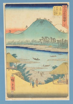 Utagawa Hiroshige View of the Fuji River from Iwabuchi Hill, from the 53 station