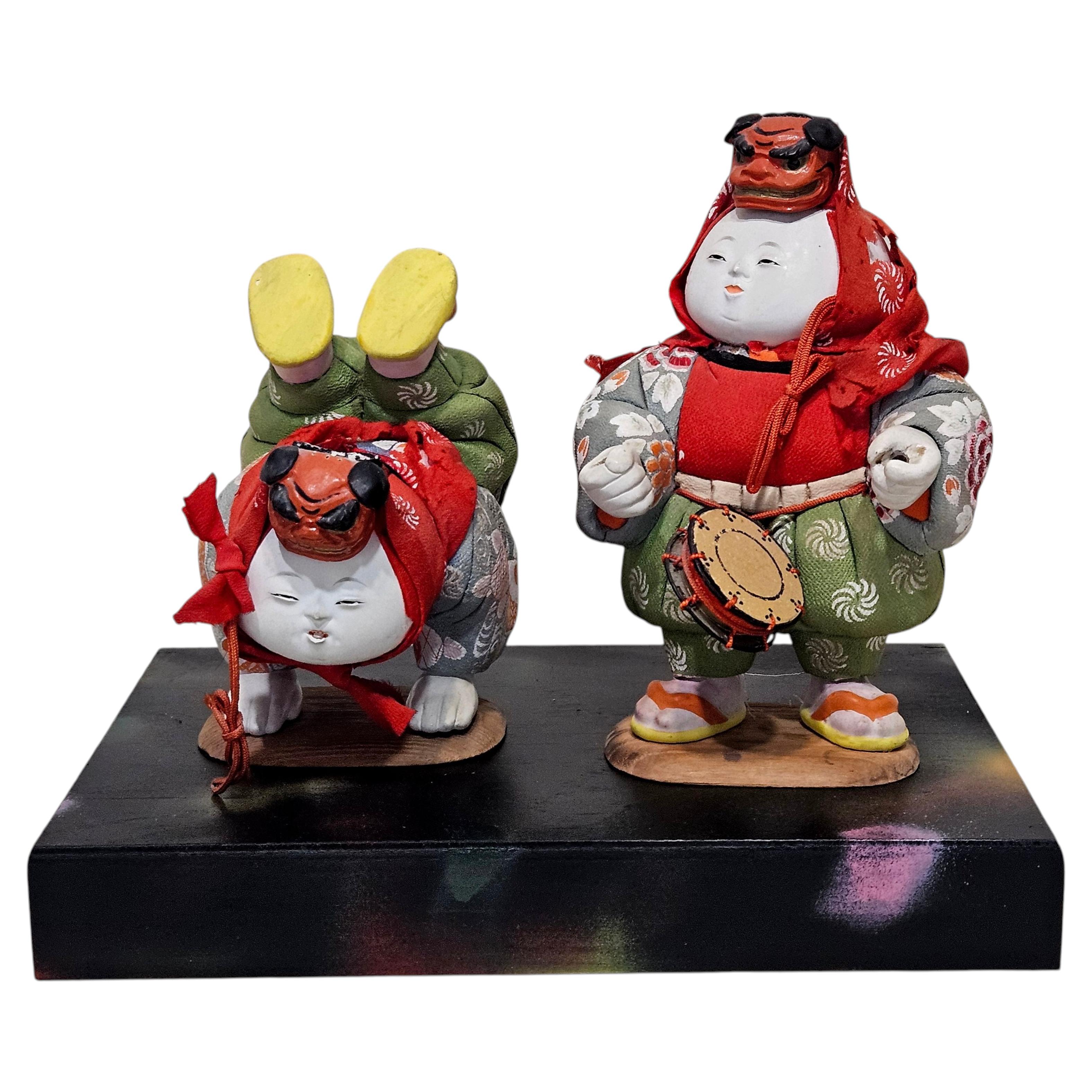 Antikes Paar japanischer Kimekomi-Puppen, Meiji/Taisho im Angebot