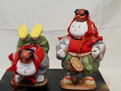 Antique Pair of Japanese Kimekomi Dolls, Meiji/Taisho