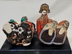 Antique Pair of Japanese Kimekomi Dolls, Taisho/Showa Period