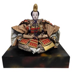 Antique Japan Musha Samurai Gofun Daimyo Ningyo Doll, Edo, mu#011