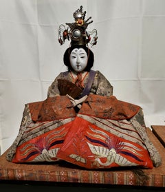 Antique Pair of Kokin-Bina Emperor and Empress Dolls , 1800s Edo