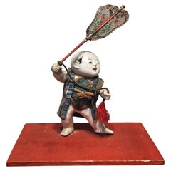 Antique Japanese Gosho Ningyo Palace Doll, "The Boy Holding Fan" Edo 1800s