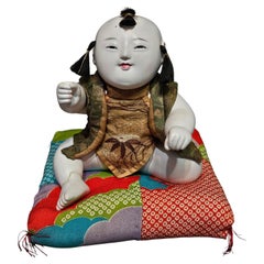 Antique Japanese Gosho Ningyo Palace Doll, "The Sitting Boy" Edo 1800s