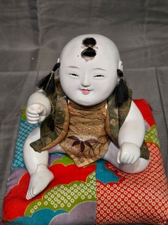 Antique Japanese Gosho Ningyo Palace Doll, "The Sitting Boy" Edo 1800s