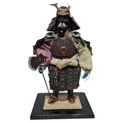 Antique A Japanese Musha Standing Ningyo Samurai Doll, Edo 1800s