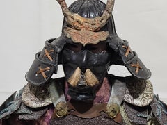 Antique A Japanese Musha Standing Ningyo Samurai Doll, Edo 1800s