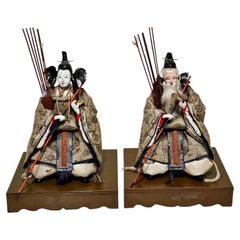 Dos muñecos japoneses antiguos «Musha Ningyo» n.º 30, período Edo, siglo XIX