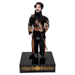 Antique Hina Japanese Doll, European Man on Wood Stand #035, Edo Period 1800s