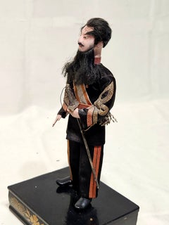 Antique Hina Japanese Doll, European Man on Wood Stand #035, Edo Period 1800s