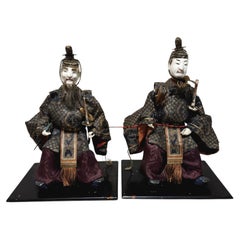 Antique Two Japanese Musha Ningyo Dolls #36 , Edo Period, 1800s