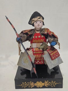 Antique Two Japanese Musha Ningyo Dolls #38 , Edo Period, 1800s