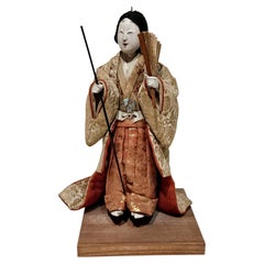 Antique Hina Japanese Doll #054 on Solid Wood Stand Edo 1800s
