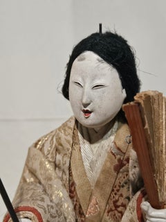 Antique Hina Japanese Doll #054 on Solid Wood Stand Edo 1800s