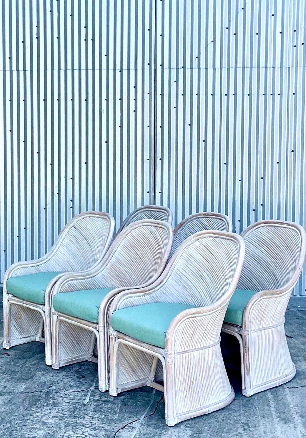 Vintage Coastal Cerused Henry Link Dining Chairs, Set of 10 3