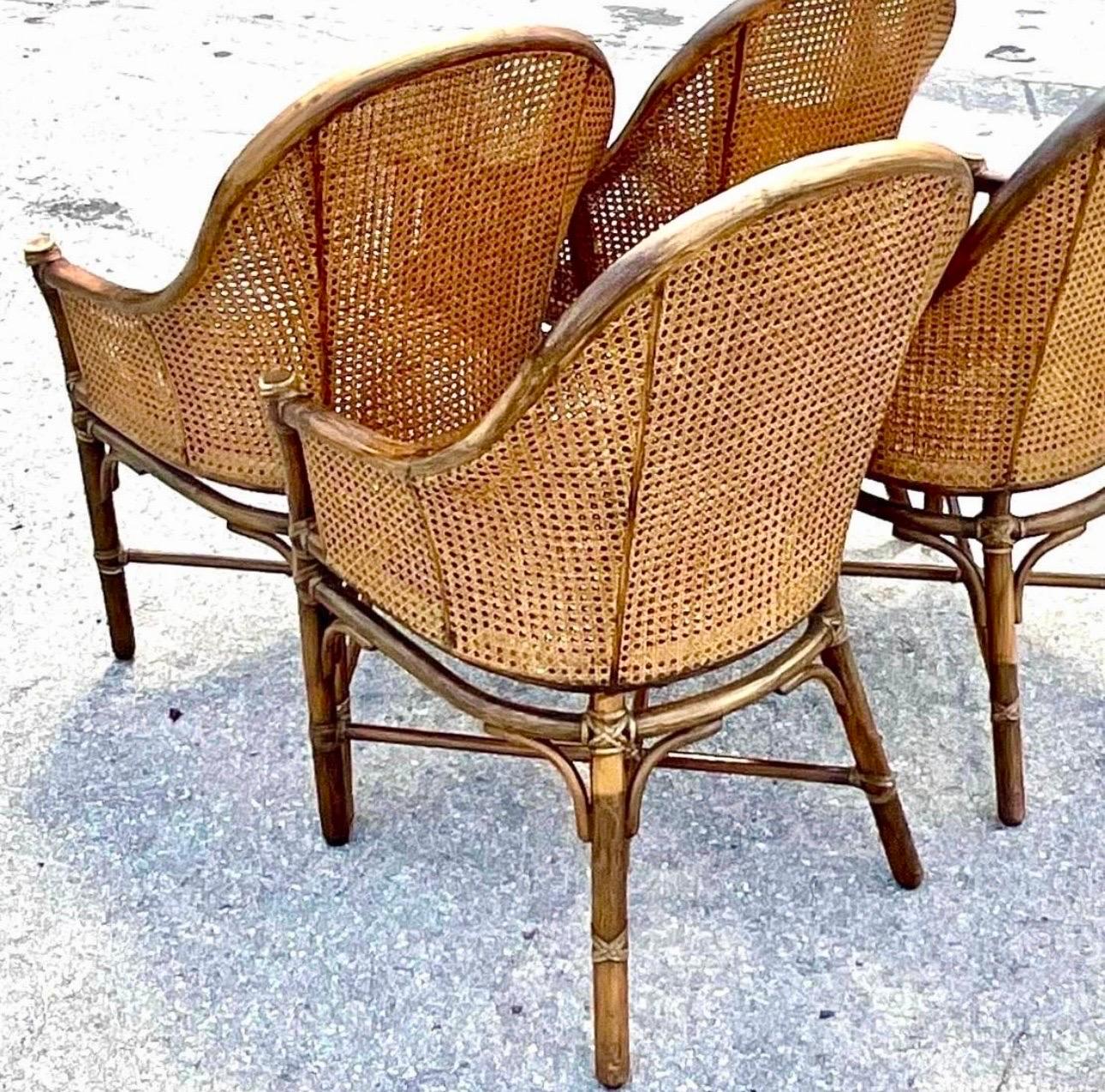 Vintage Coastal McGuire Belden Cane Dining Chairs, Set of Six 7