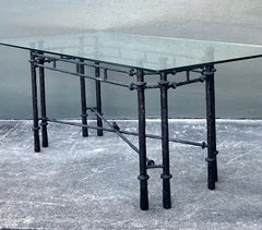 Vintage Boho Hammered Iron Dining Table After Giacometti