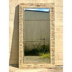 Vintage Boho Distressed Reclaimed Wood Floor Mirror