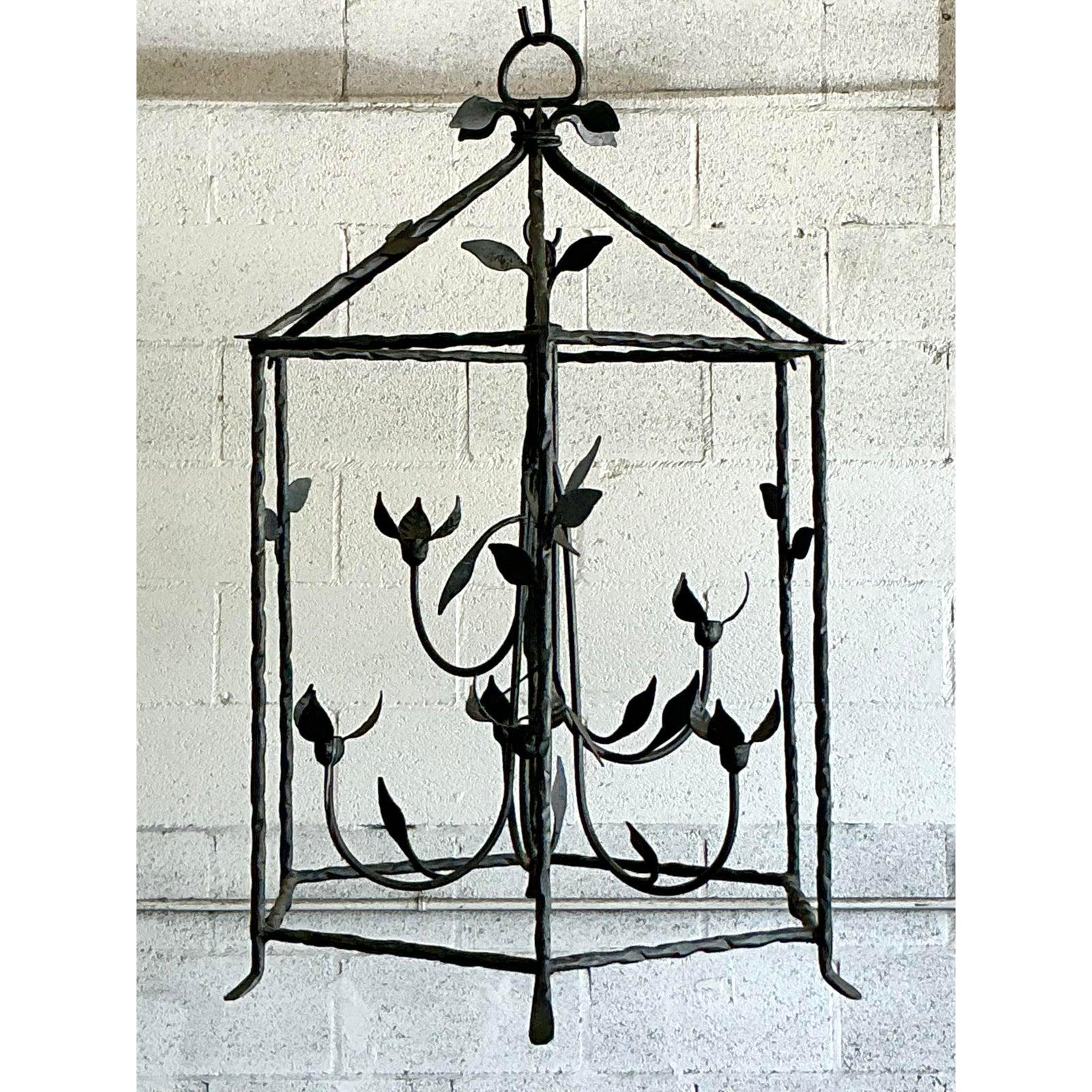Vintage Regency Vine Candle Lantern In Good Condition For Sale In West Palm Beach, FL
