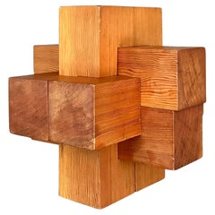 Scultura di blocchi da costruzione vintage in stile bohémien