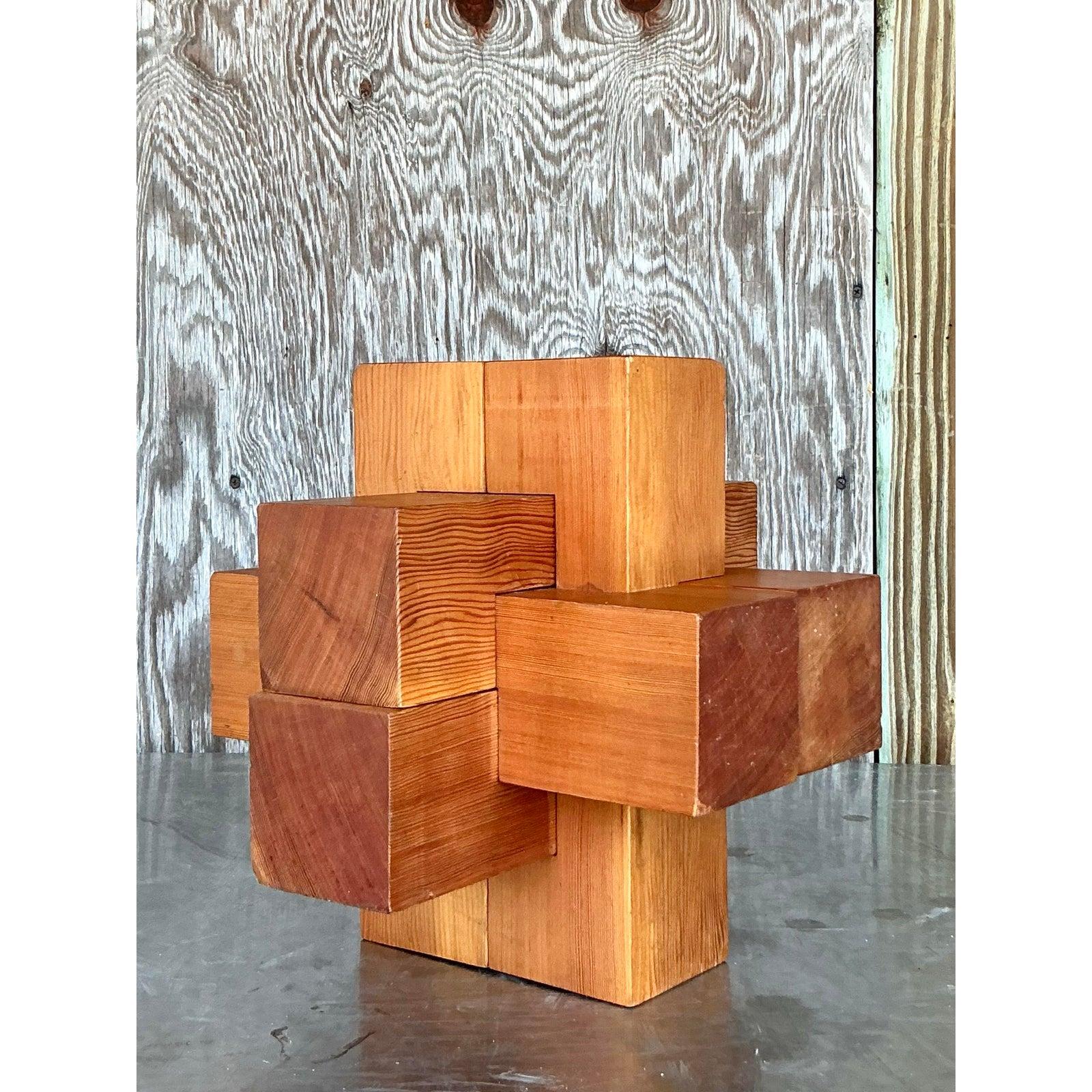 Scultura di blocchi da costruzione vintage in stile bohémien in vendita 3