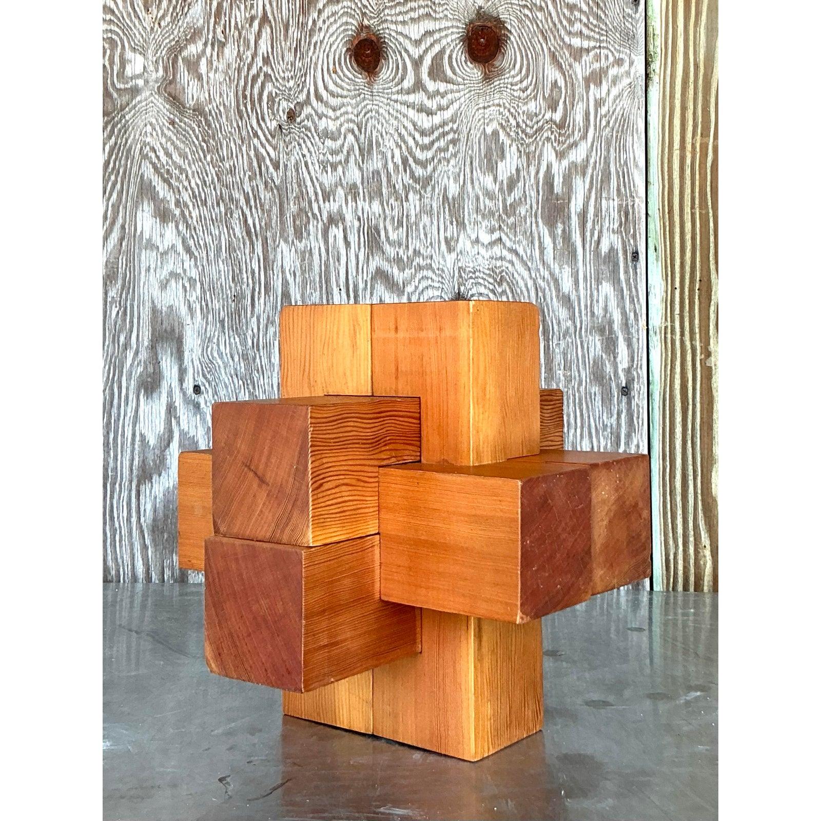 Scultura di blocchi da costruzione vintage in stile bohémien in vendita 1