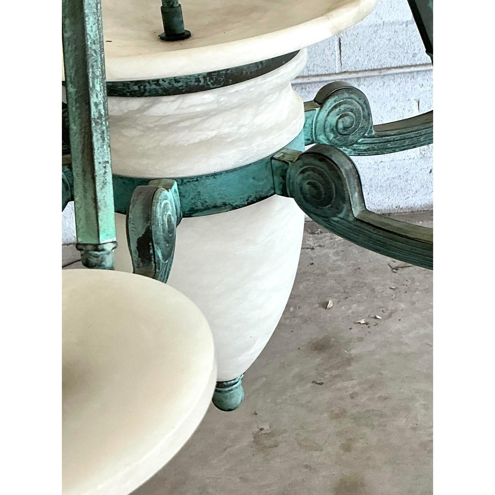 Metallo Lampadario Boho Nulco Alabastro Vintage in vendita