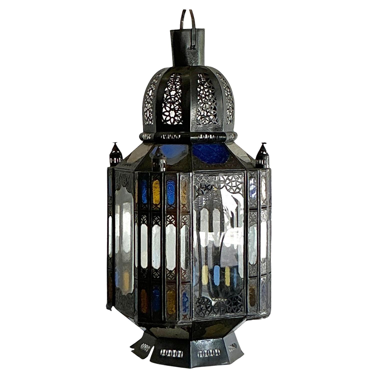 Vintage Boho Punch Cut Metal Moroccan Lantern