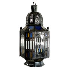 Vintage Boho Punch Cut Metal Moroccan Lantern