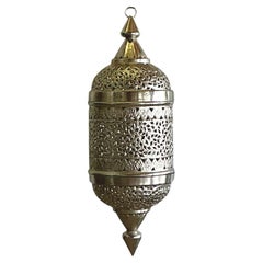 Vintage Boho Pierced Metal Moroccan Lantern