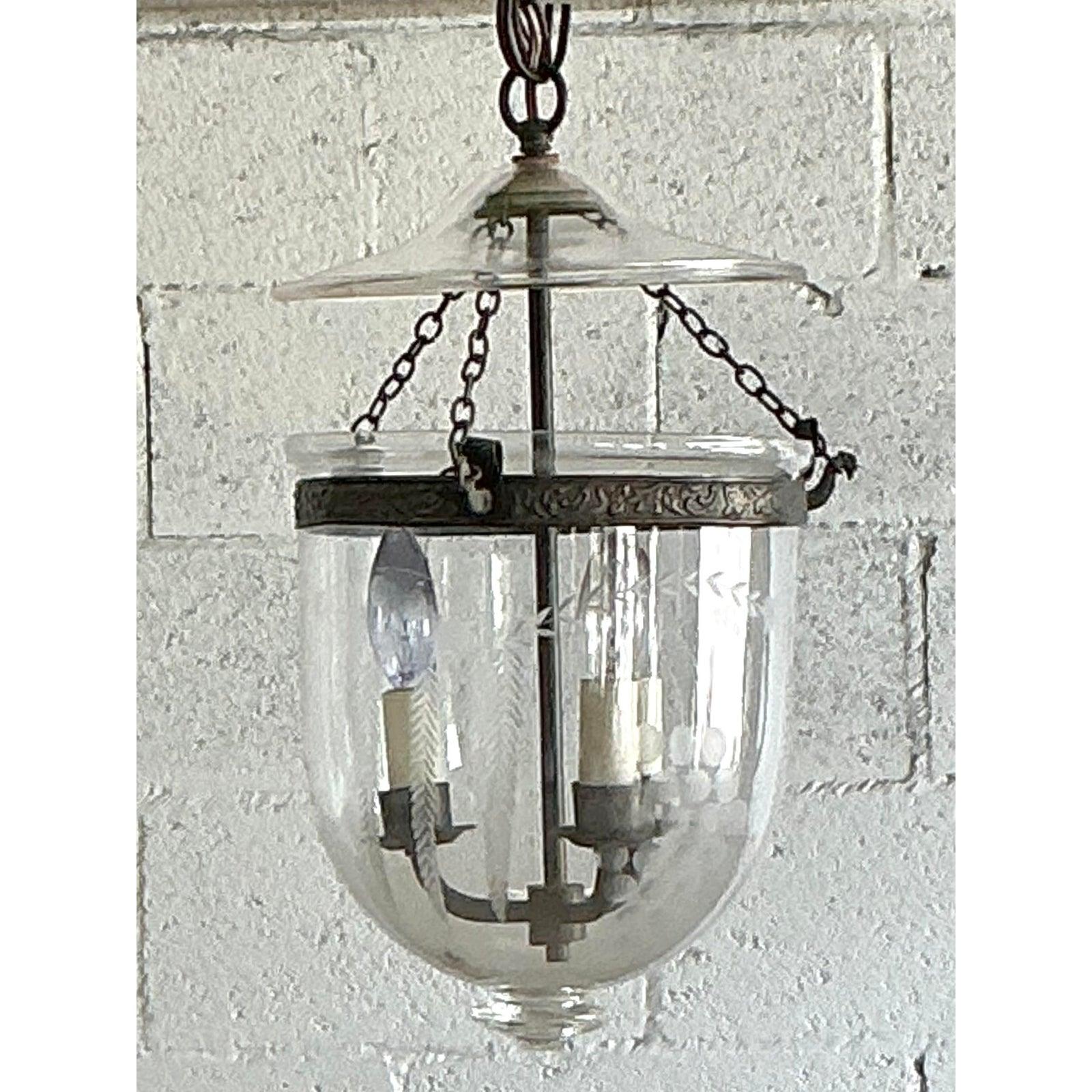 Neoclassical Vintage Regency Etched Bell Jar Lantern