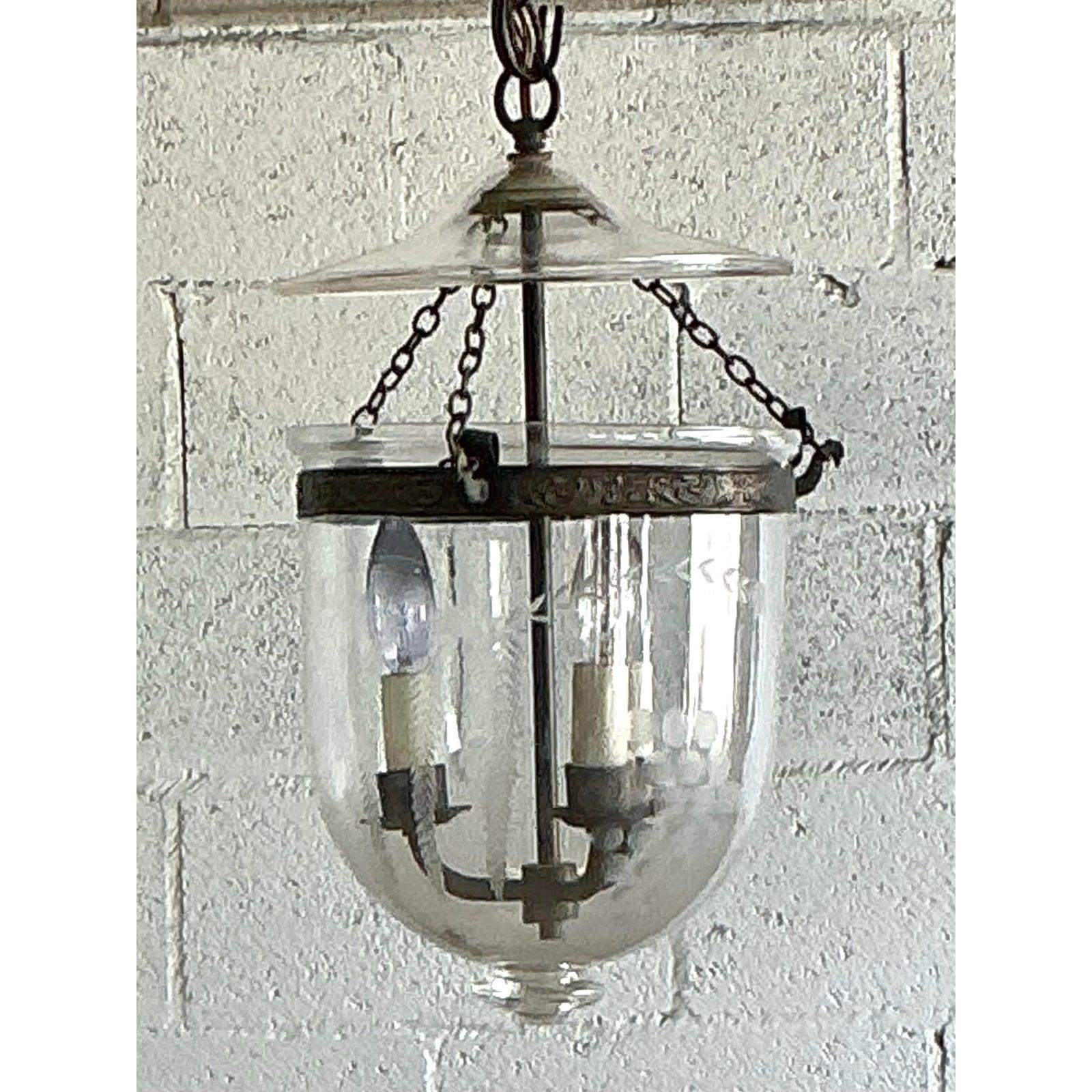 American Vintage Regency Etched Bell Jar Lantern